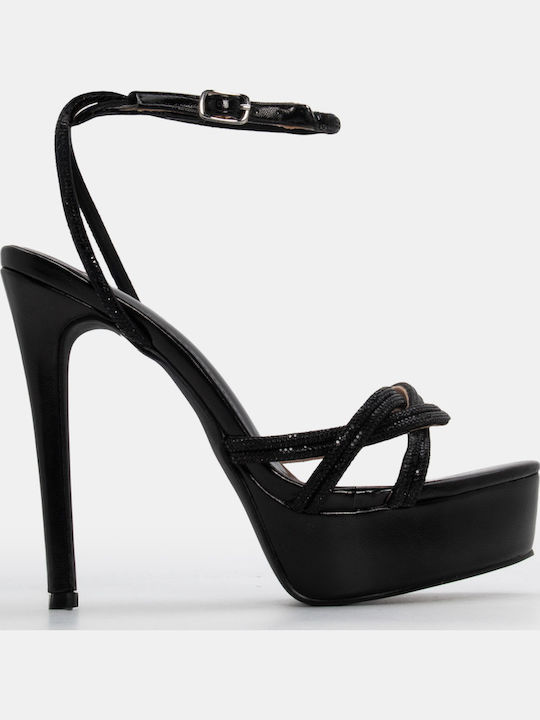 Luigi Sandalen mit Strass Schwarz