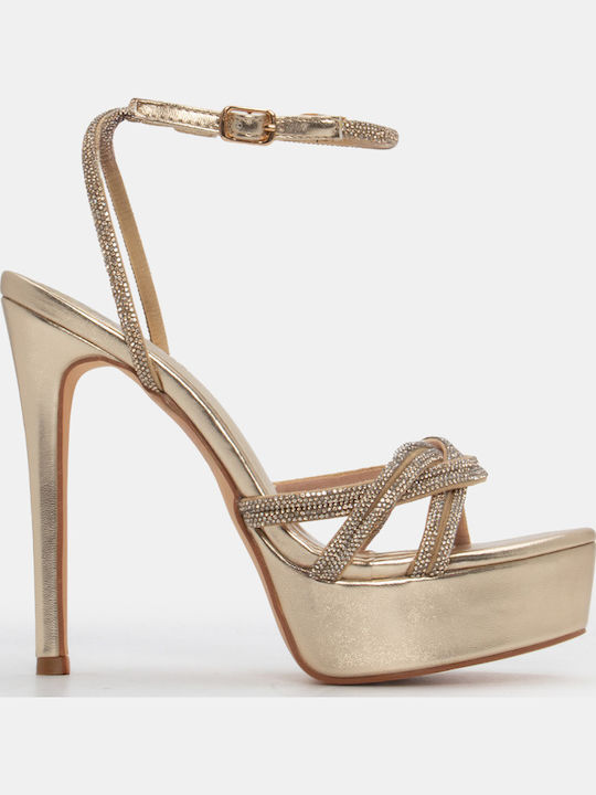 Luigi Sandalen mit Strass Gold