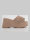 Women's Synthetic Leather Platform Shoes Beige