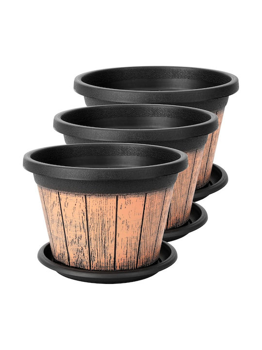 Belle Vous Σετ 3 Γλάστρες Βαρέλια Πλαστικές Brown/black Belle Vous Σετ 3 Γλάστρες Βαρέλια Πλαστικές Brown/black