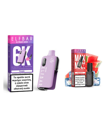 Elf Bar Disposable E-Cigarette 6000 Puffs Watermelon Ice 10ml 20mg Purple