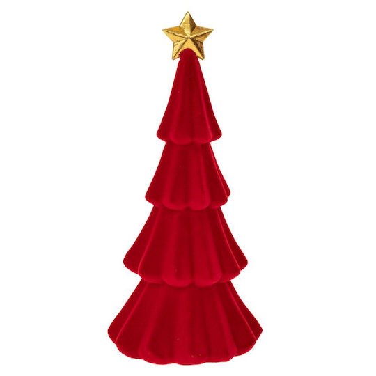 Red Fuzzy Tree Gold Star 30cm
