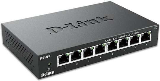 D-Link DES-108 Unmanaged L2 Switch με 8 Θύρες Ethernet
