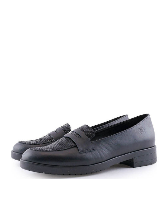 Δερμάτινα Γυναικεία Loafers σε Μαύρο Χρώμα