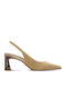 Leder Spitzen Pumps mit Chunky Mittelhohem Absatz Tabac