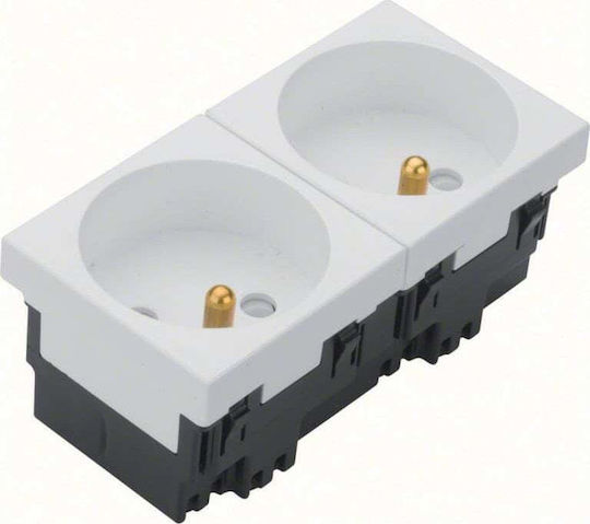 Hager Socket Doppelter Gemauert Stromsteckdose Weiß 1Stück