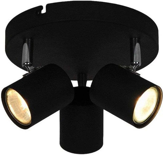 Eko Light Dreifach Spot mit Fassung GU10 in Schwarz Farbe