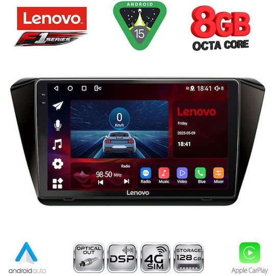 Lenovo Car Audio System for Skoda Superb 2015-2023 (Bluetooth/USB/WiFi/GPS/Apple-Carplay/Android-Auto) with Touch Screen 10"