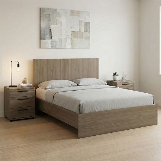 Troy Bed Double Wooden Walnut for Mattress 140x190cm