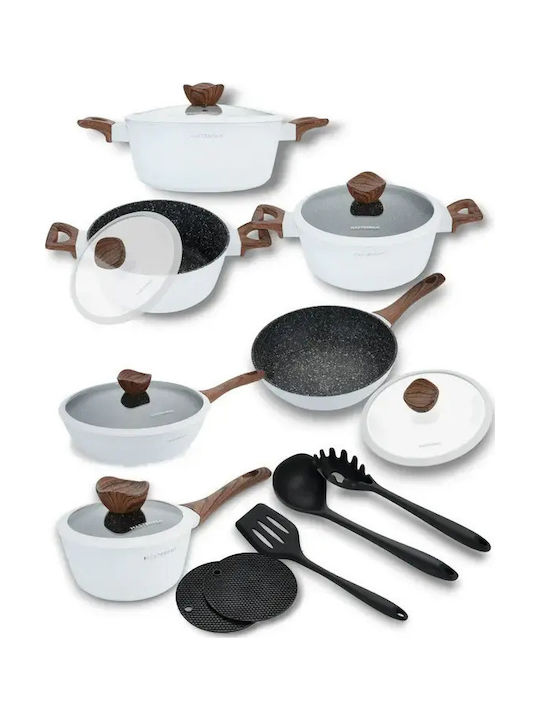 Masterpan Cookware Set of Aluminum with Stone Coating 15pcs