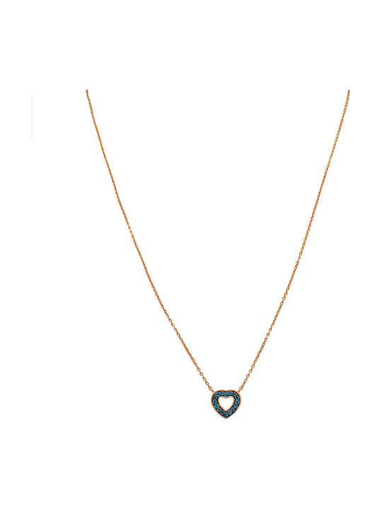 Savvas Design Necklace with design Heart from Rose Gold 8K with Diamond