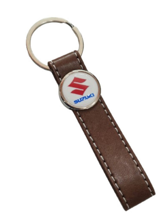 Schlüsselanhänger Leder Lanyard Braun Logo Emaille Suzuki 20321-k