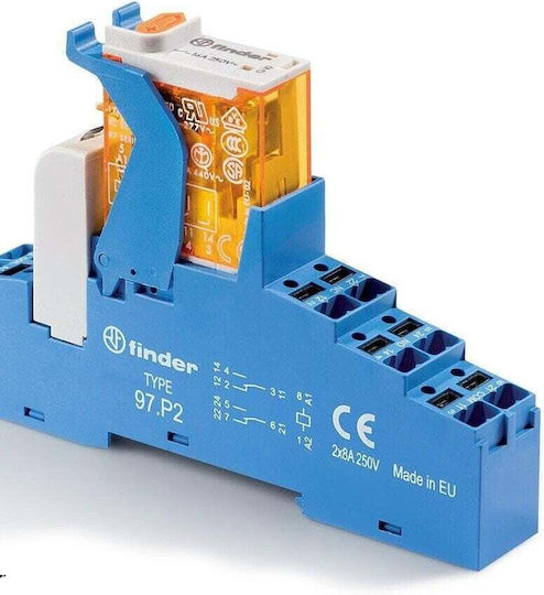 Finder Ρελέ Ράγας 8A Διπολικό με Τάση 24V