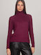 Damen Bluse Rollkragenpullover Burgundy