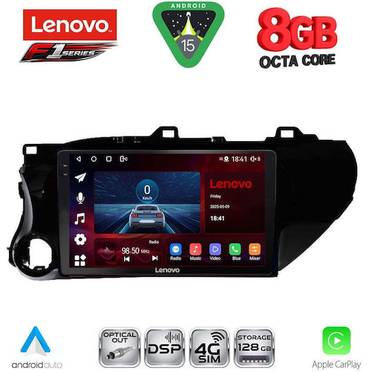 Lenovo Ηχοσύστημα Αυτοκινήτου για Toyota Hilux 2017 (Bluetooth/USB/WiFi/GPS/Apple-Carplay/Android-Auto) με Οθόνη Αφής 10"