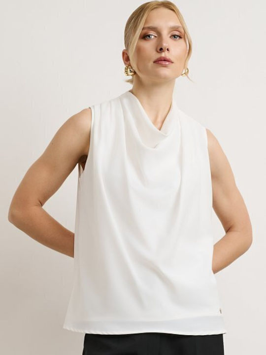 Desiree Damen Bluse Ärmellos White