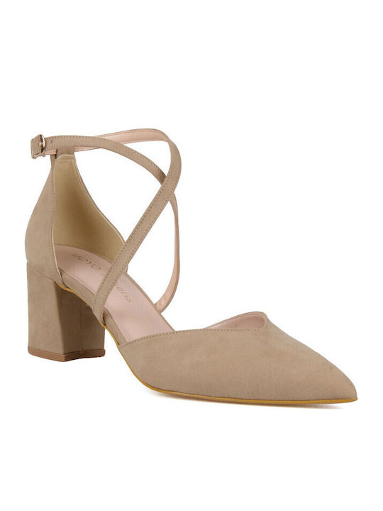 Silia D Suede Brown Heels with Strap