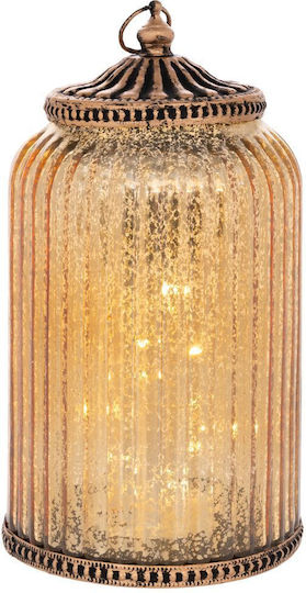 Iliadis Glass Tabletop Gold Lantern 11.5x11.5x20cm