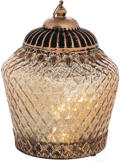Iliadis Tabletop Glass Lantern Gold 15x15x19cm