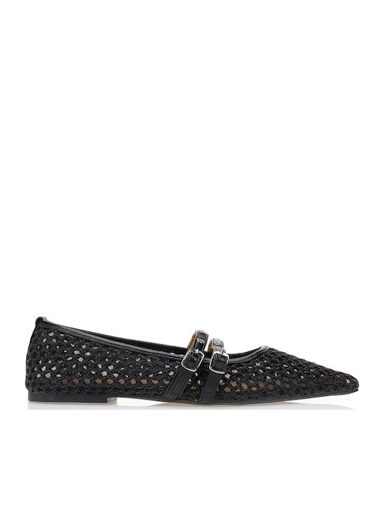 Tsoukalas Damen Ballerinas mit Riemchen Schwarz