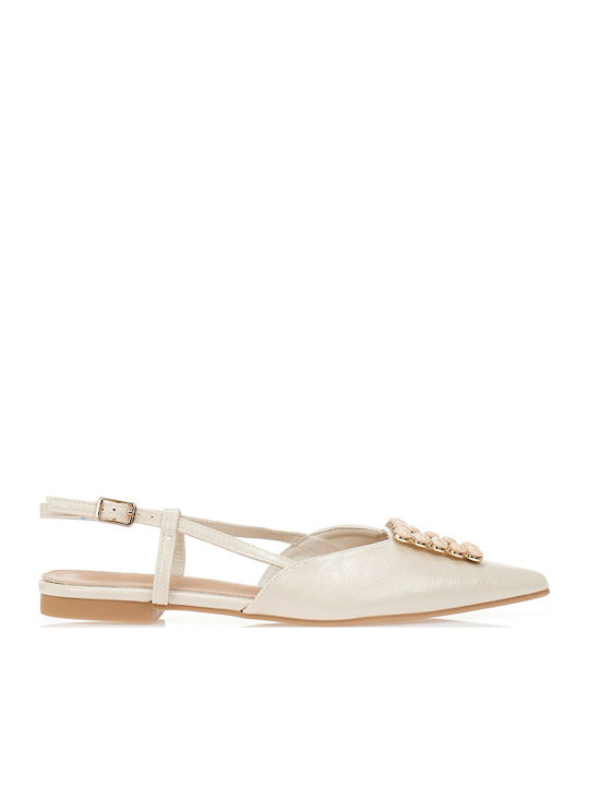 Damen Ballerinas Mit Riemen in Beige Farbe