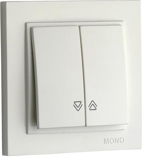 Mono Electric Χωνευτός Διακόπτης Τοίχου Ρολών Ασημί