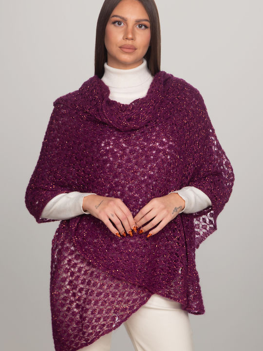 Fular din lână pentru femei Tricotat Burgundy