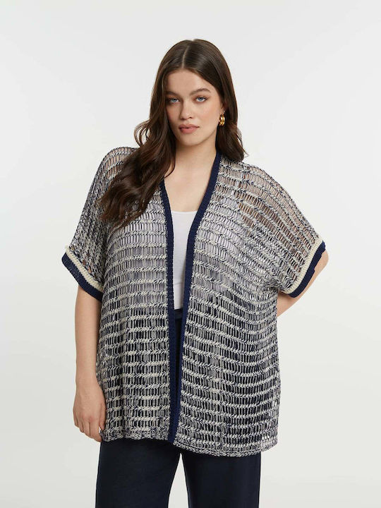 Short Women's Knitted Cardigan Bicolor