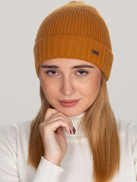 Beanie Γυναικείος Σκούφος Πλεκτός σε Κίτρινο χρώμα
