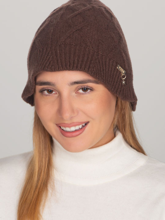 Beanie Γυναικείος Σκούφος Πλεκτός σε Καφέ χρώμα