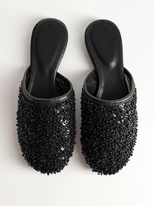 Bozikis Flach Mules in Schwarz Farbe
