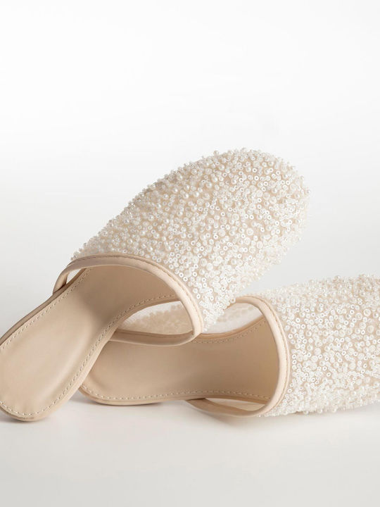 Flach Mules in Beige Farbe