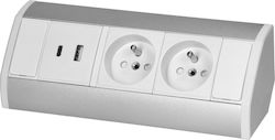 Orno Διπλή Πρίζα Ρεύματος Γραφείου με 2 Θύρες USB Orno Διπλή Πρίζα Ρεύματος Γραφείου με 2 Θύρες USB