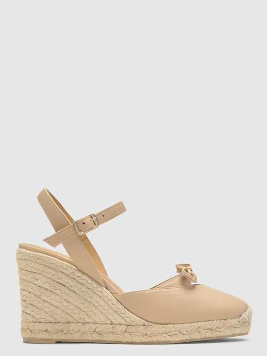 Women's Leather Platform Espadrilles Pink