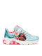 Kids Anatomic Sneakers with Hoop & Loop Closure and Lights Turquoise