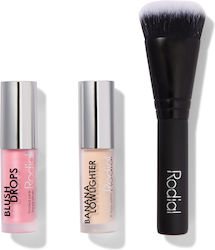 Xmas 2024 Set Rodial Blush Drops Radiant Finish Liquid Blush Frosted Pink 15 Ml + Banana Lowlighter Illuminating Liquid Highlighter Face 1.6 Ml + Buffing Mini Foundation Brush No 10