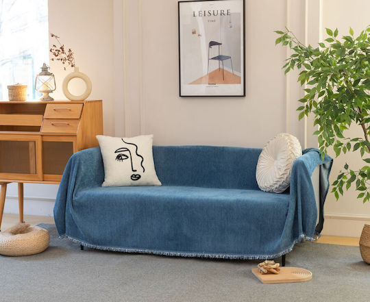 Mc Decor Σετ Ριχτάρια 2τμχ Chenille Μπλέ
