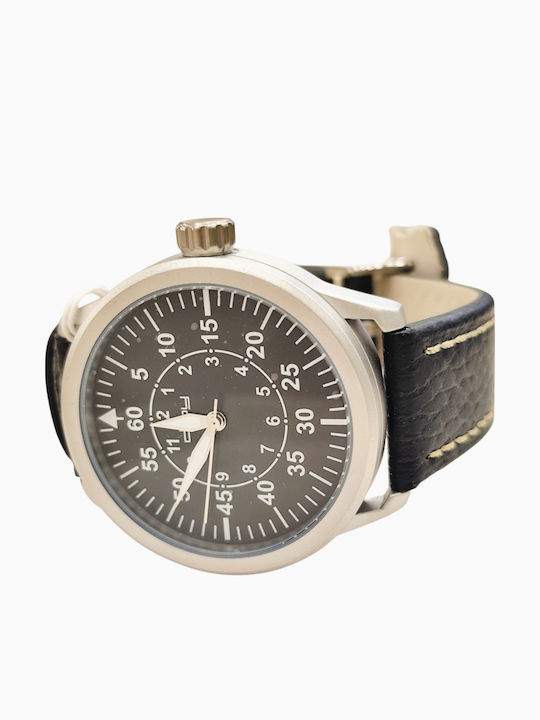 Diloy Straps Ανδρικό Ρολόι Μπαταρίας με Μαύρο Δερμάτινο Λουράκι