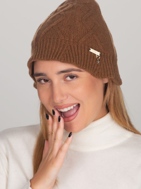 Beanie Γυναικείος Σκούφος Πλεκτός σε Καφέ χρώμα