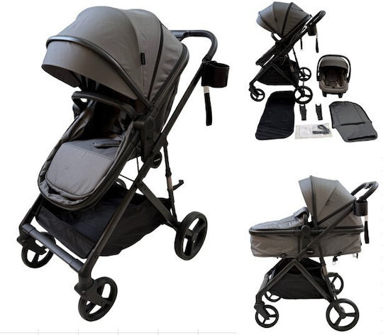 ForAll Fun Baby Star Adjustable 3 in 1 Baby Stroller Suitable for Newborn Gray