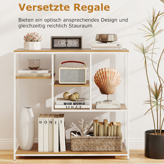 Rectangular Metal Side Table with Drawers Natural M95xP35xH100cm