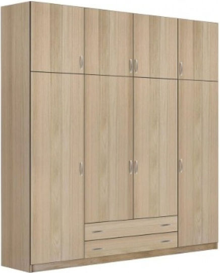 Vier Türen Kleiderschrank mit Aufsatz Λάττε 202x60x233cm