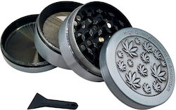 Grinder Τρίφτης Μεταλλικός 55mm 4 Θέσεων Ασημί Leaf