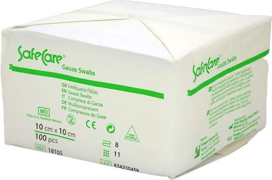 Safecare Bio-Tech Μη Αποστειρωμένες Γάζες 10x10cm 100τμχ