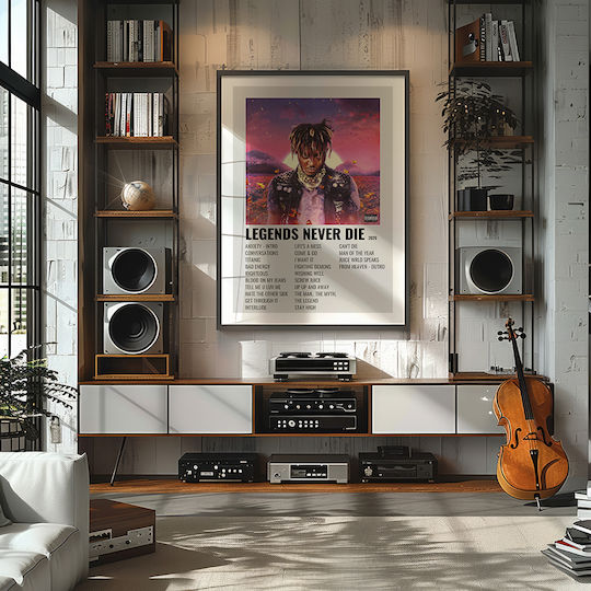 Music Poster Legends Never Die Juice Wrld Ms556 30cm X 40cm Λευκή Ξύλινη Κορνίζα