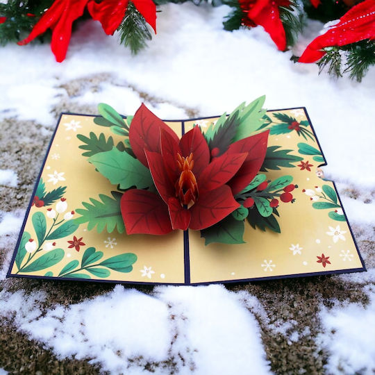 Christmas Greeting Card 3D Poinsettia Flower 1 Piece 1epx1136
