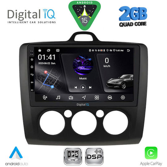 Digital IQ Car Audio System for Ford Focus 2005-2012 with A/C (Bluetooth/USB/WiFi/GPS/Apple-Carplay/Android-Auto) with Touch Screen 9"