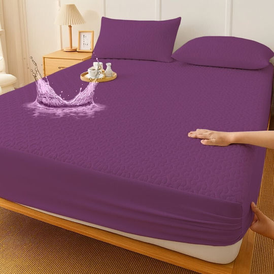 Pucioasa Protecție pentru Saltea Set cu Fețe de Pernă Dublu Waterproof Violet 140x200cm