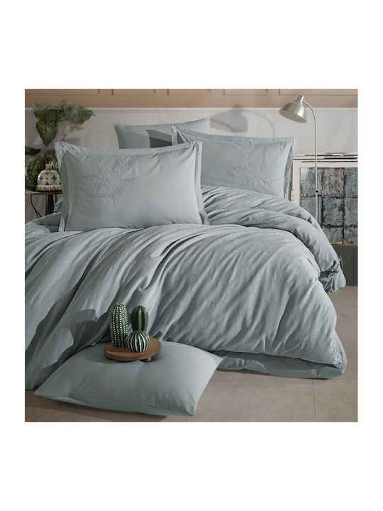 Clasy Home Set Husă de Pilotă Dublă cu 4 Fețe de Pernă & 1 Cearsaf 200x220 Verde