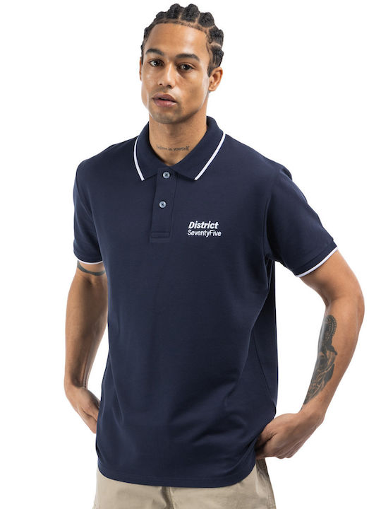 District75 Polo Herrenbluse Kurzarm Blaue